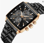 REWARD 81100M Luxury Square Men’s Watch – Stainless Steel, Waterproof, Chronograph & Luminous Dial